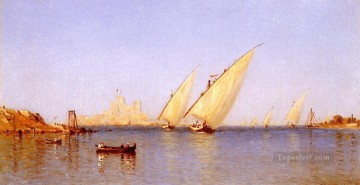サンフォード・ロビンソン・ギフォード Painting - ブリンディジ港に入る漁船の風景 サンフォード・ロビンソン・ギフォード